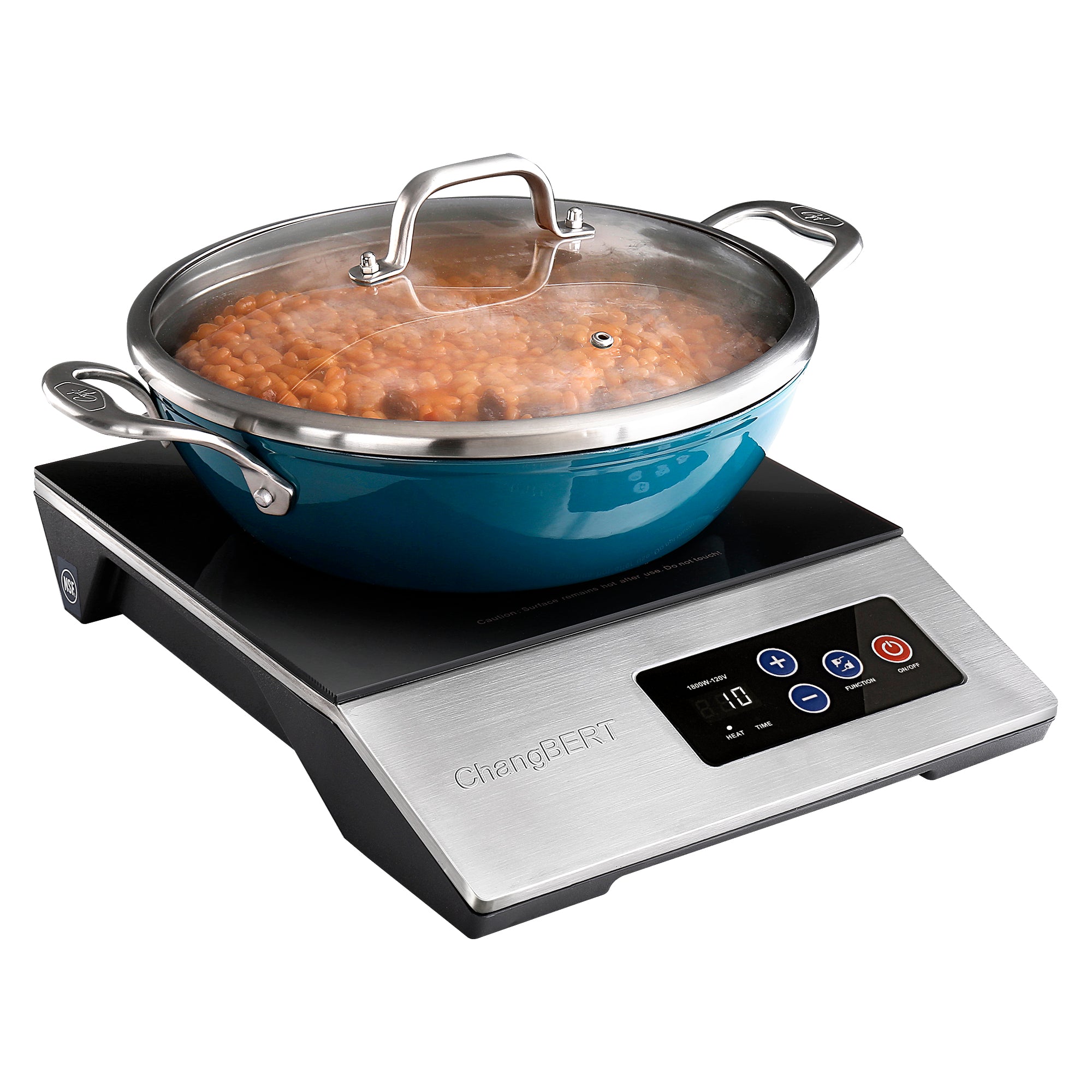 1800W Commercial Grade Induction Cooktop, NSF Certified Portable Large 8” Heating Coil, 12" Heat Resistant Cooking Surface 18/10 Stainless Steel Power Pro Chef Professional Burner Hot Plate