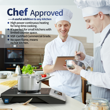 1800W Commercial Grade Induction Cooktop, NSF Certified Portable Large 8” Heating Coil, 12" Heat Resistant Cooking Surface 18/10 Stainless Steel Power Pro Chef Professional Burner Hot Plate - 0