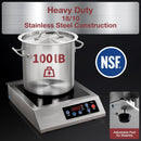 Portable Induction Cooktop 1800W NSF Certified Commercial Range Powerful Countertop Burner Pro Chef Professional Hot Plate 18/10 Stainless Steel Housing Schott Glass 10 Hours Timer-5