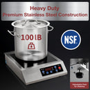 Portable Induction Cooktop 208-240V 3200W NSF Certified Commercial Range Countertop Burner Pro Chef Professional Hot Plate High Power 18/10 Stainless Steel Housing Schott Glass-6