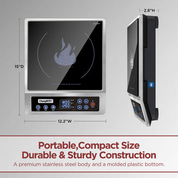 Induction Cooktop, Commercial Grade Portable Cooker, Large 8” Heating Coil, 18/10 Stainless Steel Countertop Burner with NSF Certified, 10 Hours Timer, Powerful 1800W Professional Hot Plate - 0