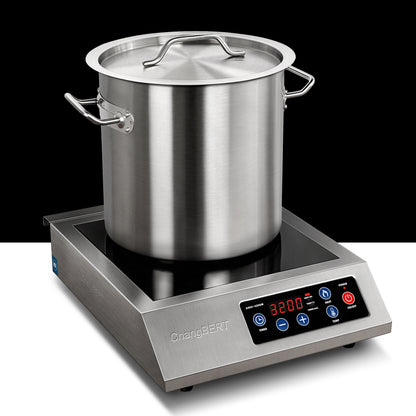Portable Induction Cooktop 208-240V 3200W NSF Certified Commercial Range Countertop Burner Pro Chef Professional Hot Plate High Power 18/10 Stainless Steel Housing Schott Glass