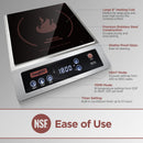 ChangBERT Professional Induction Cooktop, NSF Certified Countertop Burner, Large Coil for Even Heating, Precise Temperature Control, 10 Hours Timer, 1800W Powerful Hot Plate for Home & Commercial Use-2