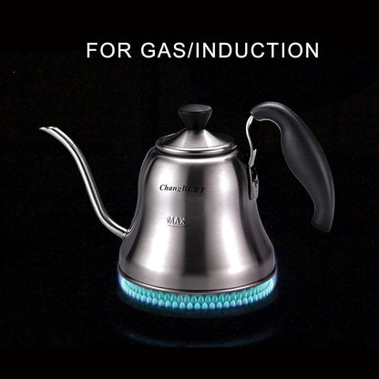 Coffee Kettle Pour Over Gooseneck Tea Kettle Stainless Steel Teapot, for Gas, Electric, Induction Stove, Small Drip - 1L (34oz),Brushed