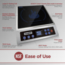 ChangBERT Induction Cooktop NSF Certified Professional Chef Edition Stove, 1800W Commericial Induction Burner with Schott Glass, Large Heating Coil Electric Hot Plate for Restaurant Hotel Food Station-4