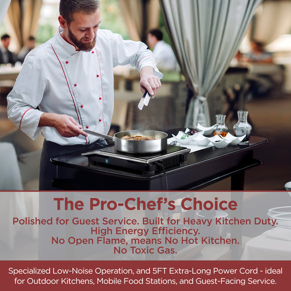 ChangBERT Induction Cooktop NSF Certified Professional Chef Edition Stove, 1800W Commericial Induction Burner with Schott Glass, Large Heating Coil Electric Hot Plate for Restaurant Hotel Food Station