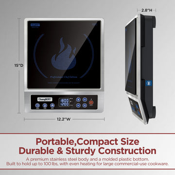 ChangBERT Induction Cooktop NSF Certified Professional Chef Edition Stove, 1800W Commericial Induction Burner with Schott Glass, Large Heating Coil Electric Hot Plate for Restaurant Hotel Food Station - 0