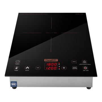 ChangBERT Built-in & Countertop Induction Cooktop, NSF-Certified Commercial Grade Single Induction Burner, Large 8” Heating Coil, Low Noise, Precise Temperature Control for Apartments RVs Food Station